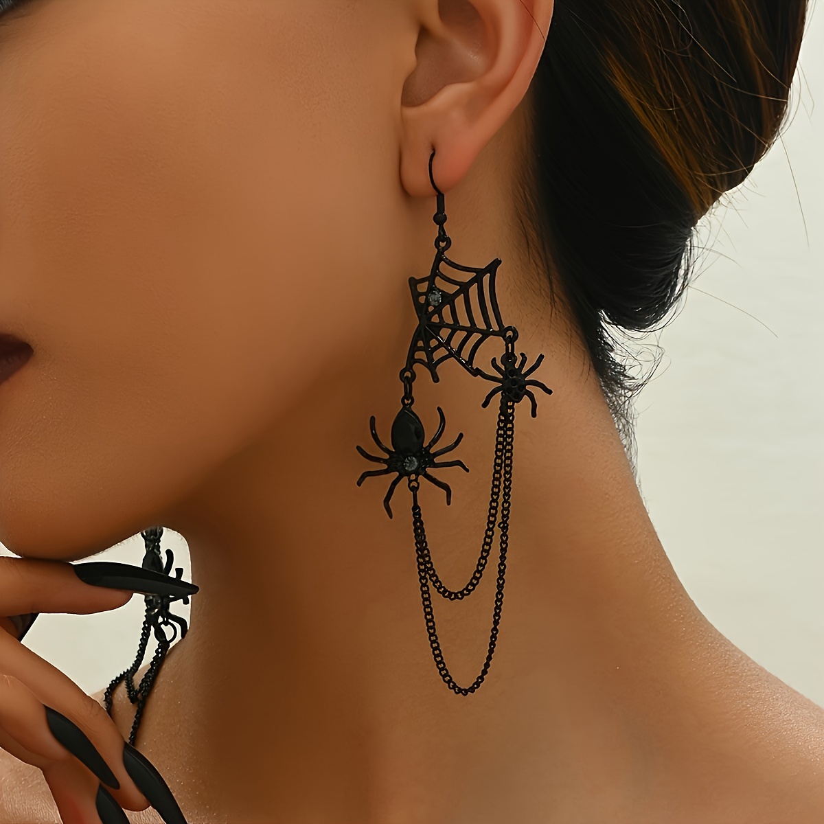 Gothic Halloween Spider Web & Spider Earrings